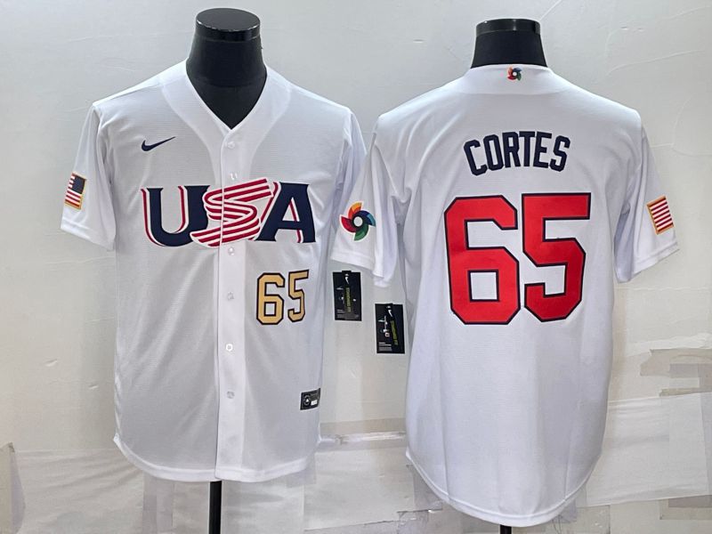 Men 2023 World Cub USA #65 Cortes White Nike MLB Jersey2->more jerseys->MLB Jersey